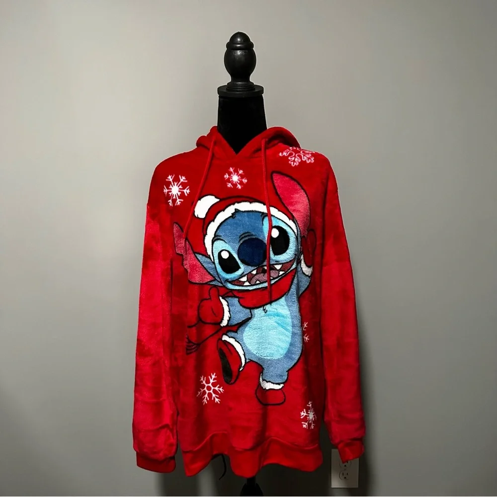 NWOT Disney Stitch Christmas Red Cozy Hoodie